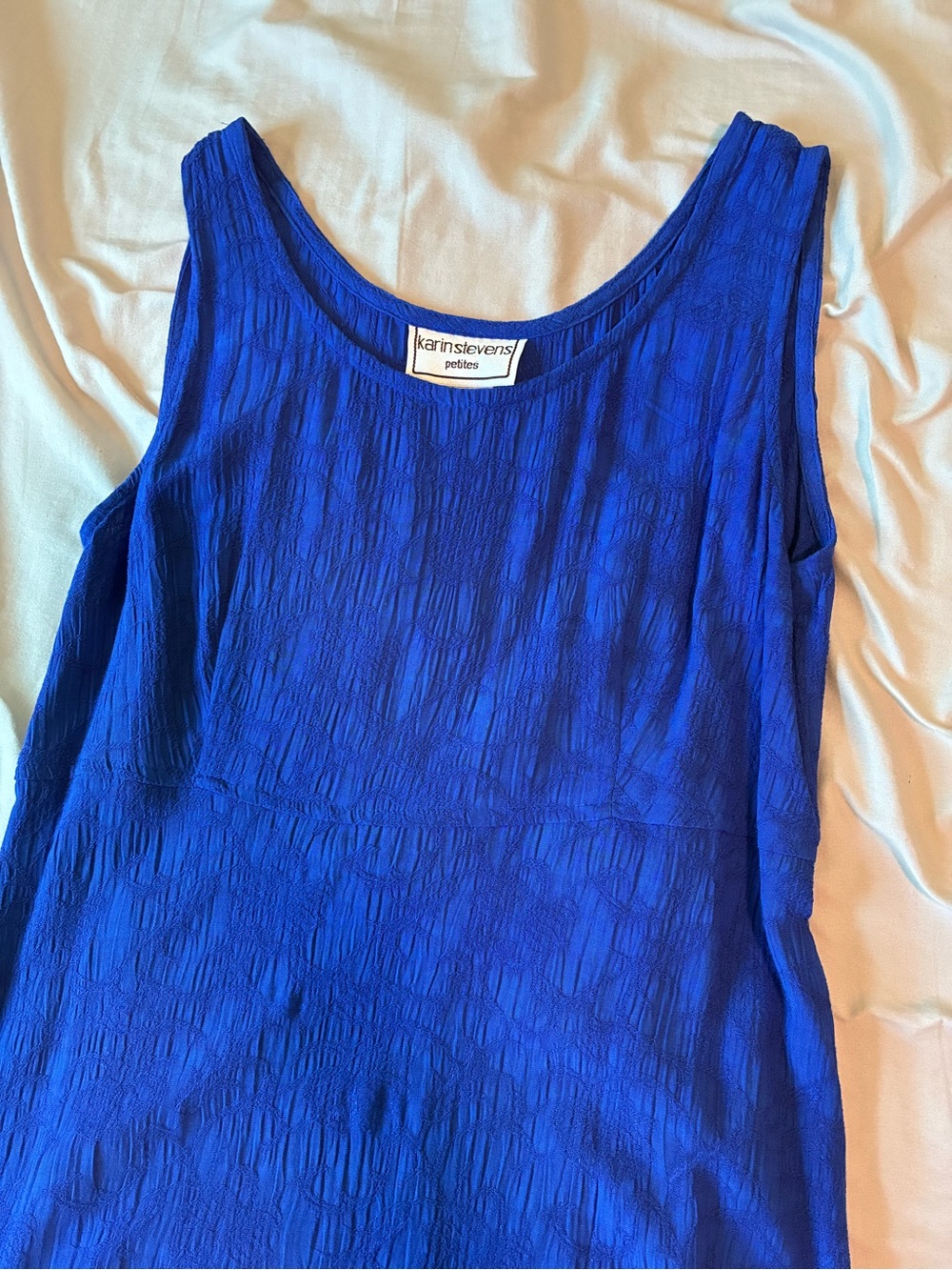 karin stevens Petite Textured Scoop Vintage Dress - Royal Blue